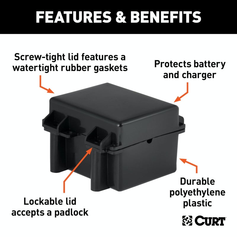 CURT 52027 5-Inch x 3-3/8-Inch x 3-3/4-Inch Watertight Trailer Breakaway Battery Case - Image 3